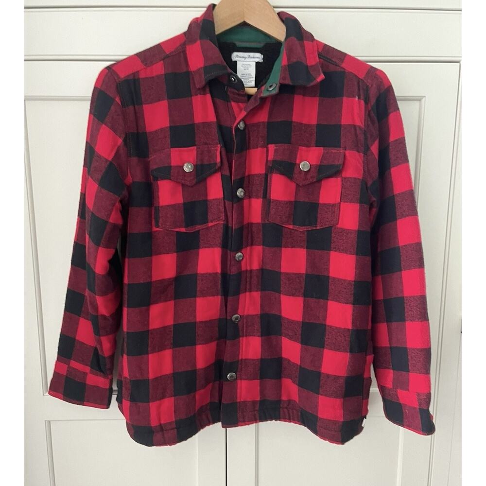 Tommy Bahama Red/Black Buffalo Flannel Jacket Boys XL/14 SOFT SHERPA LINING